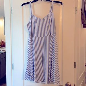 Light blue and white striped summer dress.